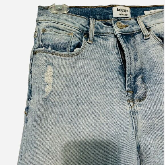 Kensie Jeans High Rise Slim Straight Crop Light Stone Wash Size 4/27 - Picture 2 of 7
